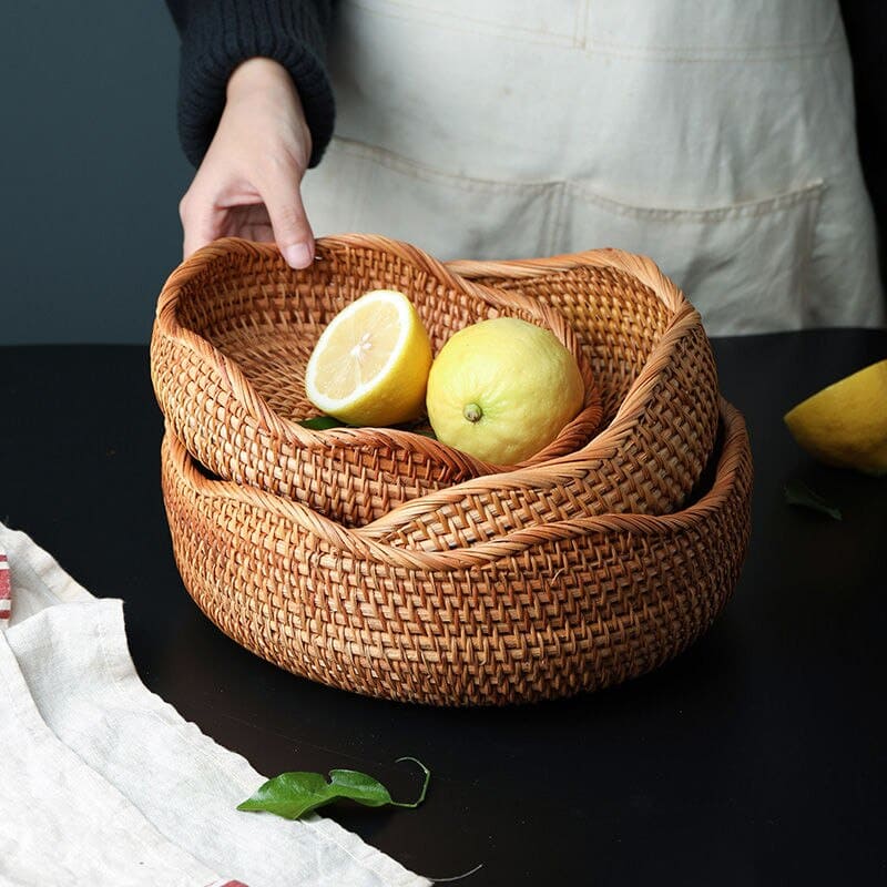 Cesta de Vime em Rattan Feita a Mão